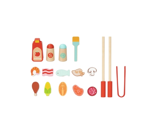 TOOKY TOY Drewniany Zestaw do Grillowania Tablica Edukacyjna