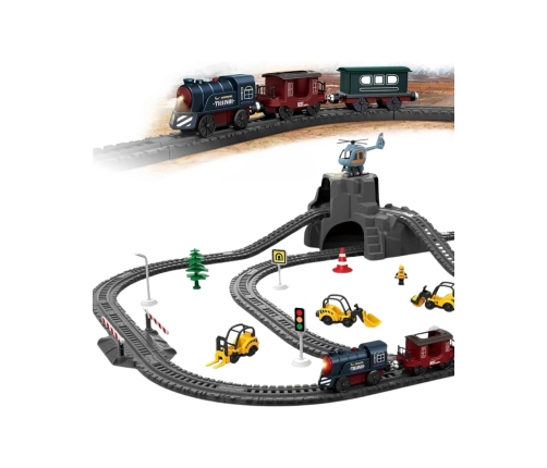 WOOPIE Elektryczna Kolejka Tor Retro Ciuchcia Lokomotywa + 2 Wagony – Zestaw 76 el.