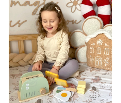 WOOPIE GREEN Drewniany Toster Zestaw Śniadaniowy z Akcesoriami 14 el. FSC