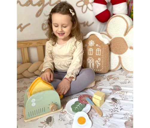 WOOPIE GREEN Drewniany Toster Zestaw Śniadaniowy z Akcesoriami 14 el. FSC