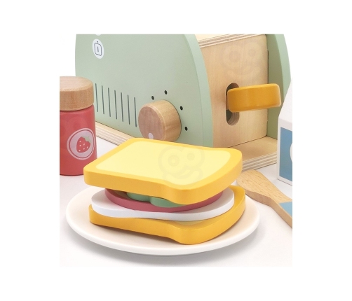 WOOPIE GREEN Drewniany Toster Zestaw Śniadaniowy z Akcesoriami 14 el. FSC