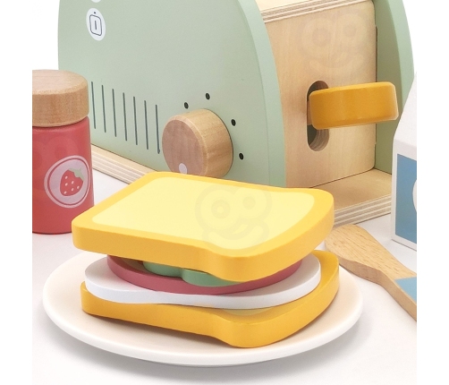 WOOPIE GREEN Drewniany Toster Zestaw Śniadaniowy z Akcesoriami 14 el. FSC