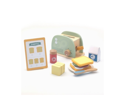 WOOPIE GREEN Drewniany Toster Zestaw Śniadaniowy z Akcesoriami 14 el. FSC