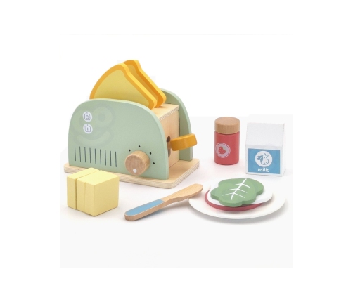 WOOPIE GREEN Drewniany Toster Zestaw Śniadaniowy z Akcesoriami 14 el. FSC