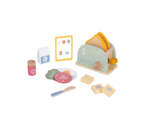 WOOPIE GREEN Drewniany Toster Zestaw Śniadaniowy z Akcesoriami 14 el. FSC