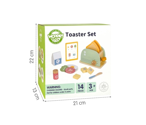 WOOPIE GREEN Drewniany Toster Zestaw Śniadaniowy z Akcesoriami 14 el. FSC