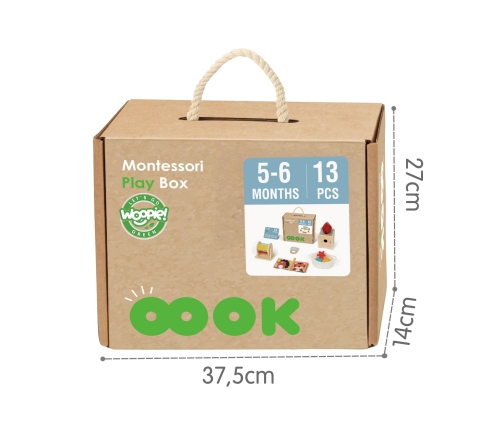 WOOPIE GREEN Box Pudełko XXL Montessori Edukacyjne 6w1 Sensoryczne 5-6 Miesięcy 13el. FSC