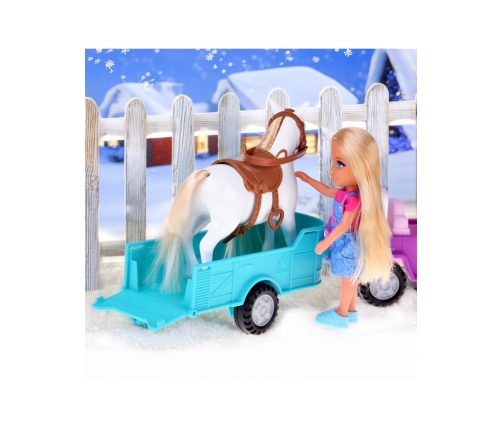 WOOPIE ROYAL Lalka Niki Zestaw z Koniem Samochodem i Przyczepą