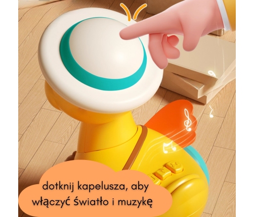 WOOPIE BABY Żółta Kaczuszka z Różowym Króliczkiem w Przyczepce do Ciągnięcia