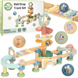 WOOPIE GREEN Drewniany Tor Kulkowy z Efektami Dźwiękowymi Cymbałki FSC WOOPIE GREEN Drewniany Tor Kulkowy z Efektami Dźwiękowymi Cymbałki FSC