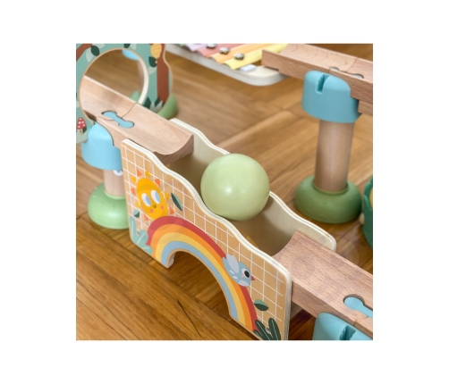 WOOPIE GREEN Drewniany Tor Kulkowy z Efektami Dźwiękowymi Cymbałki FSC