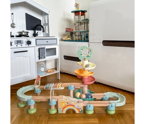 WOOPIE GREEN Drewniany Tor Kulkowy z Efektami Dźwiękowymi Cymbałki FSC