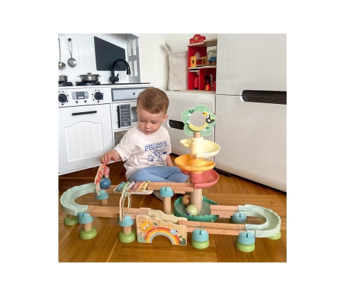 WOOPIE GREEN Drewniany Tor Kulkowy z Efektami Dźwiękowymi Cymbałki FSC