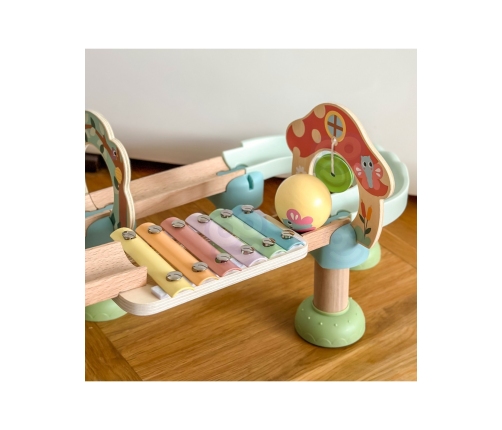 WOOPIE GREEN Drewniany Tor Kulkowy z Efektami Dźwiękowymi Cymbałki FSC