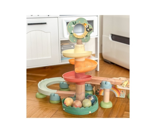 WOOPIE GREEN Drewniany Tor Kulkowy z Efektami Dźwiękowymi Cymbałki FSC