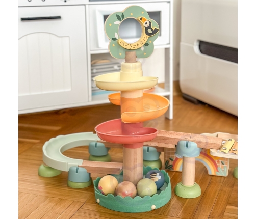 WOOPIE GREEN Drewniany Tor Kulkowy z Efektami Dźwiękowymi Cymbałki FSC