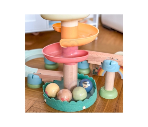 WOOPIE GREEN Drewniany Tor Kulkowy z Efektami Dźwiękowymi Cymbałki FSC