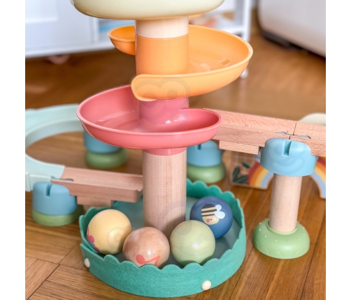 WOOPIE GREEN Drewniany Tor Kulkowy z Efektami Dźwiękowymi Cymbałki FSC