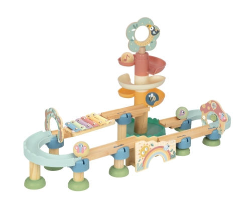 WOOPIE GREEN Drewniany Tor Kulkowy z Efektami Dźwiękowymi Cymbałki FSC