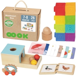 WOOPIE GREEN Box Pudełko XXL Montessori Edukacyjne 6w1 Sensoryczne 7-8 Miesięcy 26el. FSC WOOPIE GREEN Box Pudełko XXL Montessori Edukacyjne 6w1 Sensoryczne 7-8 Miesięcy 26el. FSC