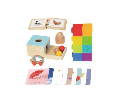 WOOPIE GREEN Box Pudełko XXL Montessori Edukacyjne 6w1 Sensoryczne 7-8 Miesięcy 26el. FSC