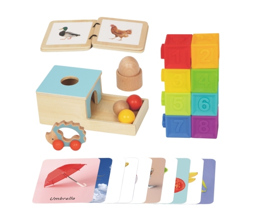 WOOPIE GREEN Box Pudełko XXL Montessori Edukacyjne 6w1 Sensoryczne 7-8 Miesięcy 26el. FSC