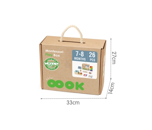 WOOPIE GREEN Box Pudełko XXL Montessori Edukacyjne 6w1 Sensoryczne 7-8 Miesięcy 26el. FSC