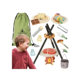 TOOKY TOY Drewniany Kempingowy Zestaw Do Gotowania Ognisko TOOKY TOY Drewniany Kempingowy Zestaw Do Gotowania Ognisko