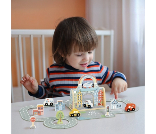 TOOKY TOY Zestaw Mini Miasto Przenośny Zestaw Torba Samochody