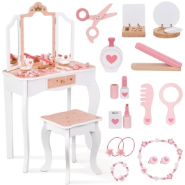 WOOPIE GREEN Drewniana Toaletka z Lustrem i Akcesoriami WOOPIE GREEN Drewniana Toaletka z Lustrem i Akcesoriami