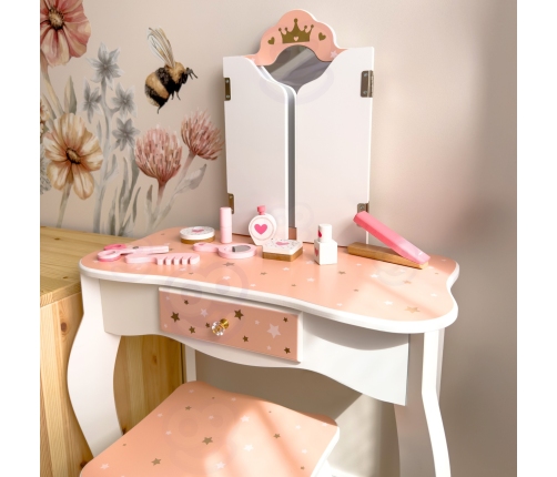 WOOPIE GREEN Drewniana Toaletka z Lustrem i Akcesoriami