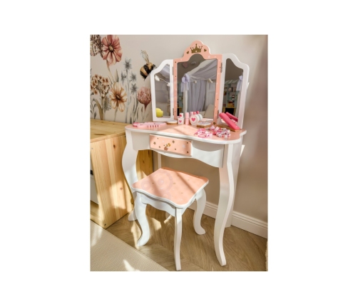 WOOPIE GREEN Drewniana Toaletka z Lustrem i Akcesoriami