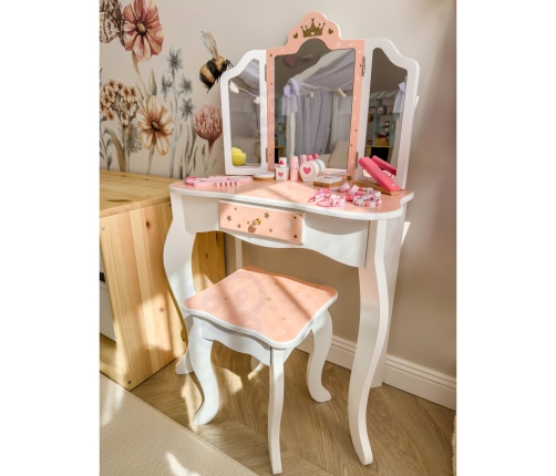 WOOPIE GREEN Drewniana Toaletka z Lustrem i Akcesoriami