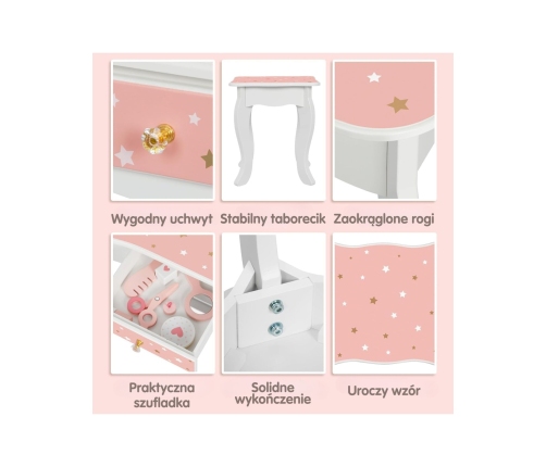 WOOPIE GREEN Drewniana Toaletka z Lustrem i Akcesoriami