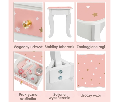 WOOPIE GREEN Drewniana Toaletka z Lustrem i Akcesoriami