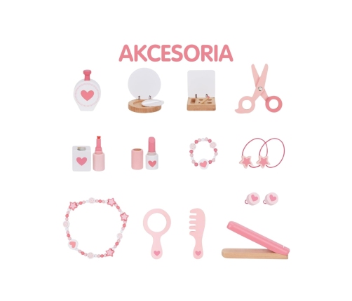 WOOPIE GREEN Drewniana Toaletka z Lustrem i Akcesoriami