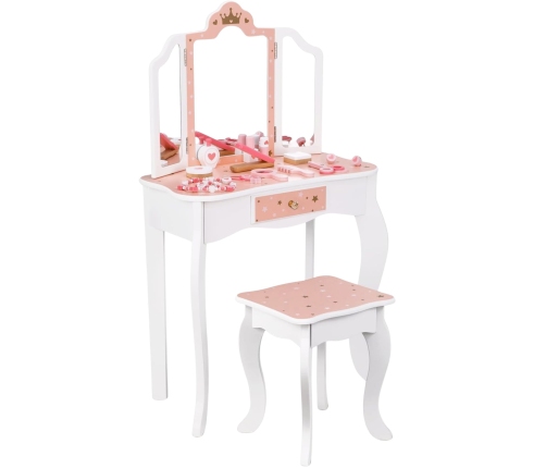 WOOPIE GREEN Drewniana Toaletka z Lustrem i Akcesoriami