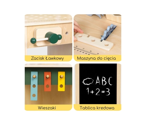 WOOPIE GREEN Drewniany Warsztat STEM Zestaw z Narzędziami