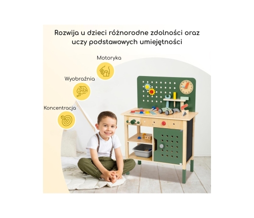 WOOPIE GREEN Drewniany Warsztat STEM Zestaw z Narzędziami