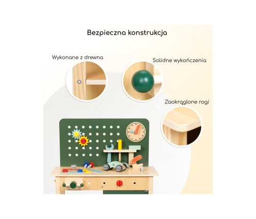 WOOPIE GREEN Drewniany Warsztat STEM Zestaw z Narzędziami