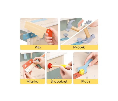 WOOPIE GREEN Drewniany Warsztat STEM Zestaw z Narzędziami