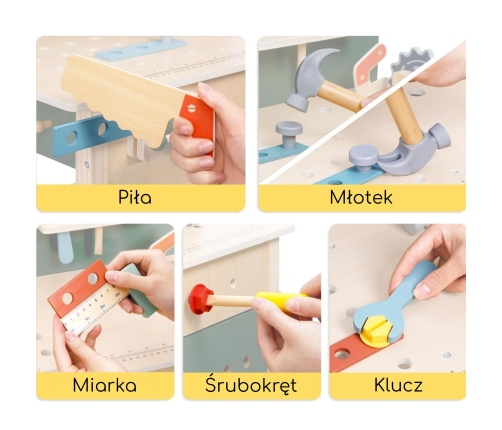 WOOPIE GREEN Drewniany Warsztat STEM Zestaw z Narzędziami