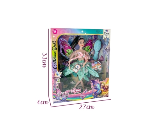 WOOPIE ROYAL Lalka Emi Wróżka z Kolorowymi Skrzydłami i Szczotką do Włosów