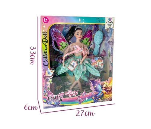 WOOPIE ROYAL Lalka Emi Wróżka z Kolorowymi Skrzydłami i Szczotką do Włosów