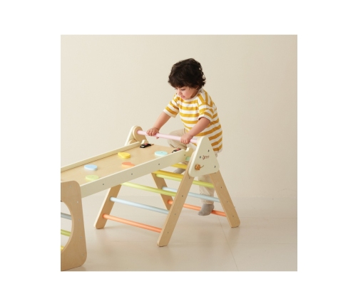 CLASSIC WORLD Drewniany Zestaw Wspinaczkowy Trójkąt Montessori 5w1 - Plac Zabaw Siłownia Indoor dla Dzieci