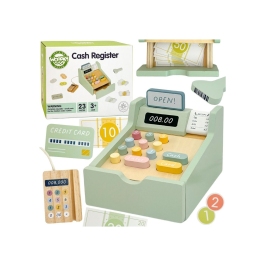 WOOPIE GREEN Drewniana Kasa Sklepowa Edukacyjna z Akcesoriami 23 el. FSC WOOPIE GREEN Drewniana Kasa Sklepowa Edukacyjna z Akcesoriami 23 el. FSC