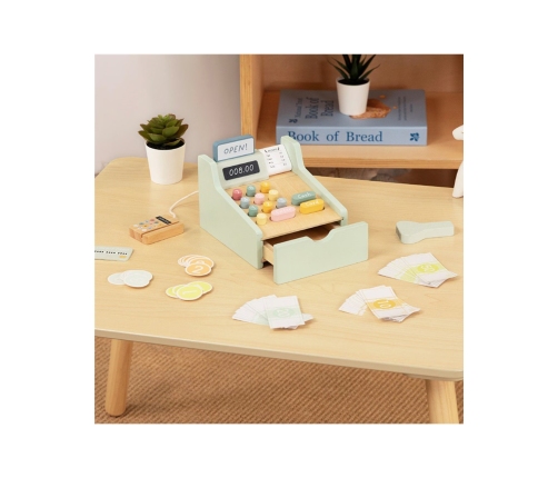 WOOPIE GREEN Drewniana Kasa Sklepowa Edukacyjna z Akcesoriami 23 el. FSC