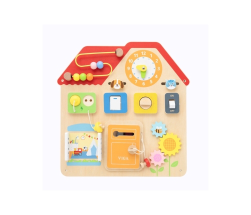 VIGA Drewniana Tablica Manipulacyjna Domek Odkrywania i Nauki