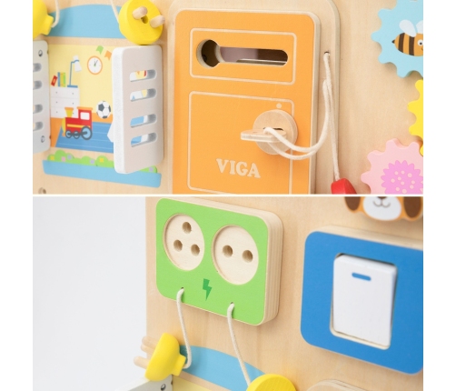 VIGA Drewniana Tablica Manipulacyjna Domek Odkrywania i Nauki