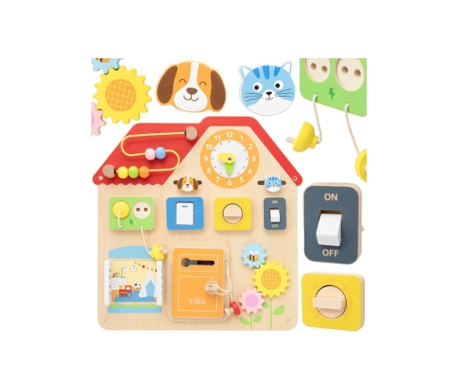 VIGA Drewniana Tablica Manipulacyjna Domek Odkrywania i Nauki